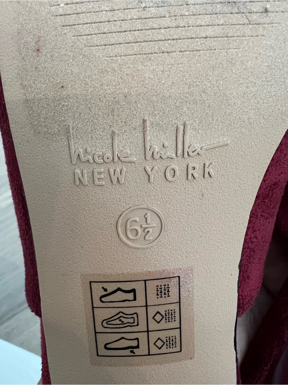 Nicole Miller Burgundy Suede Slide Mules - Picture 7 of 7